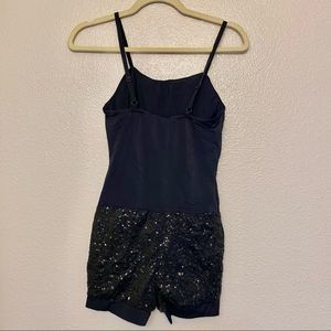 WEISSMAN Dance jazz Costume black sequin biketard CONFIDENT 10349 SA Adult -S